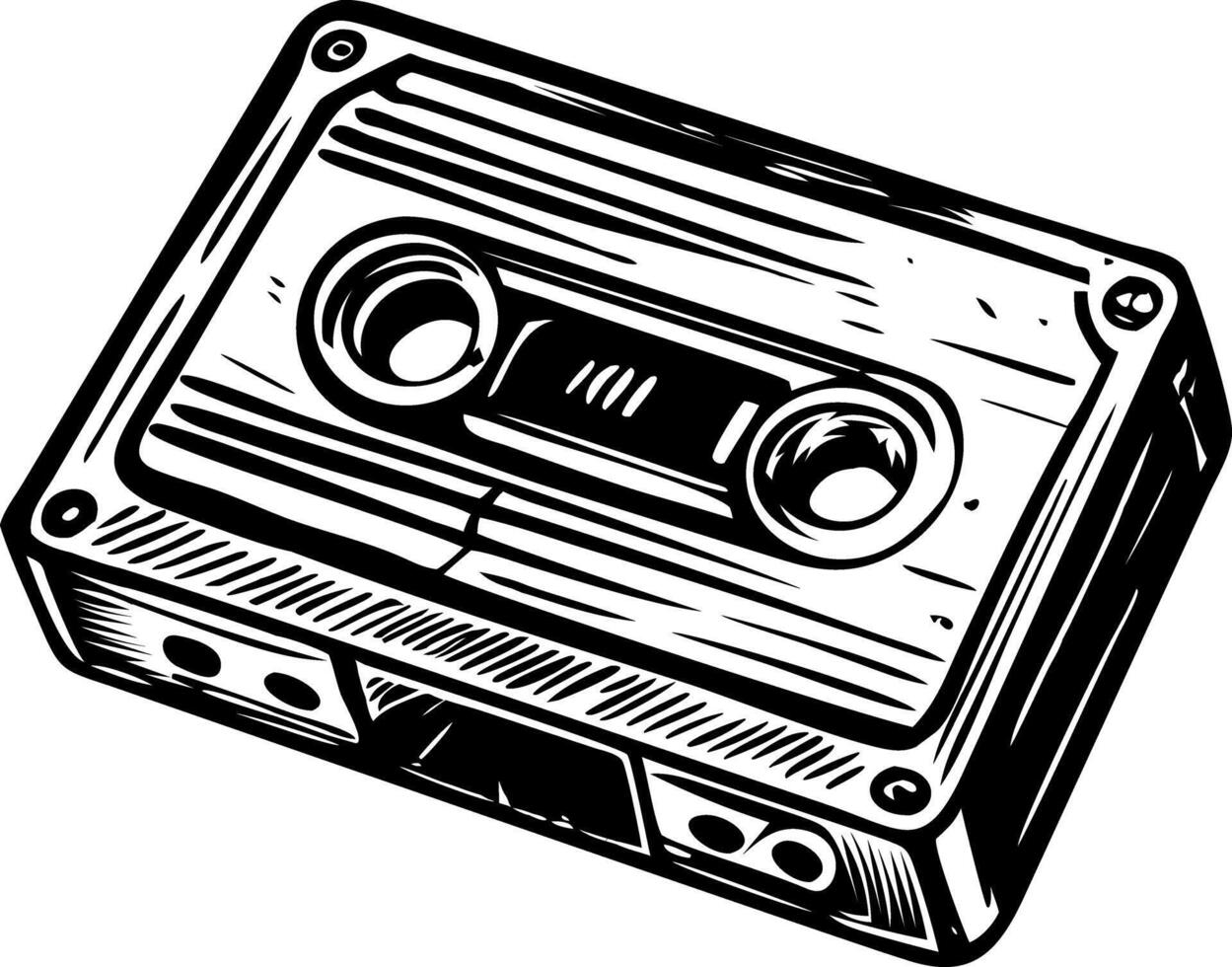 A sketchy illustration of vintage audio cassette vector