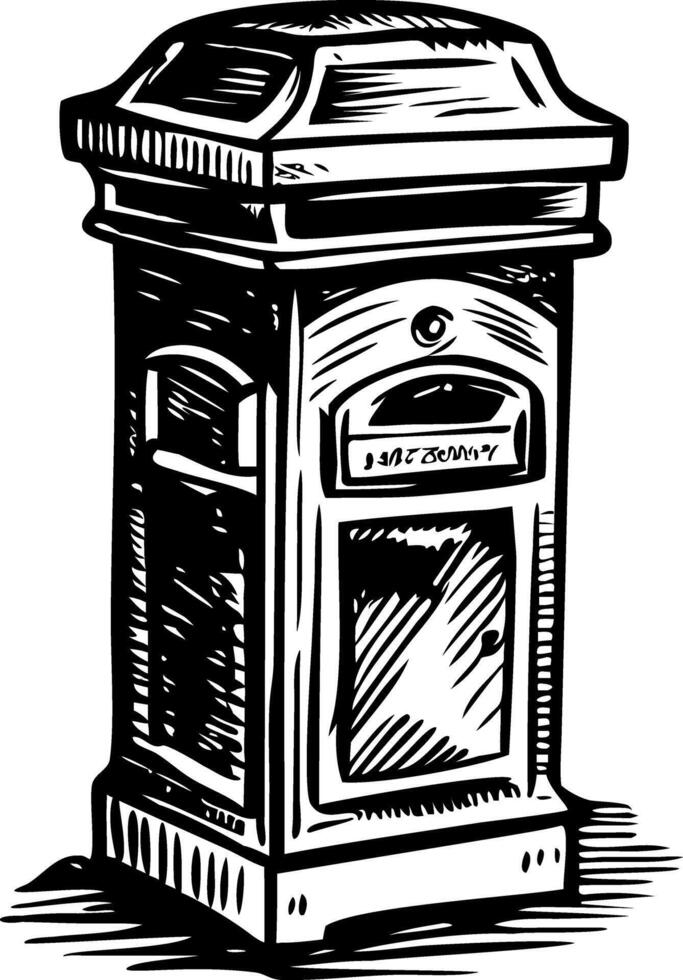 Old mailbox illustration in vintage style vector