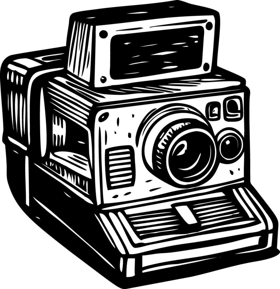 A sketchy illustration of a vintage polaroid camera vector