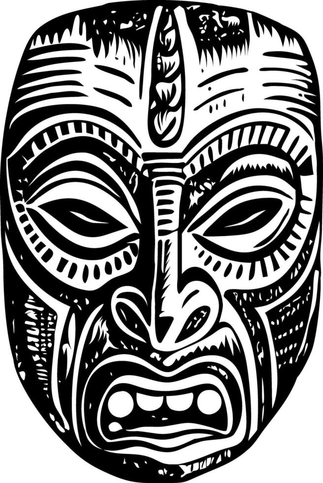 Vintage illustration depicting a folk mask vector