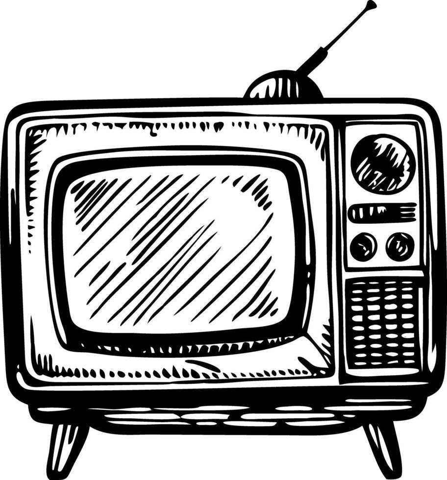 A vintage style illustration of an old tv vector