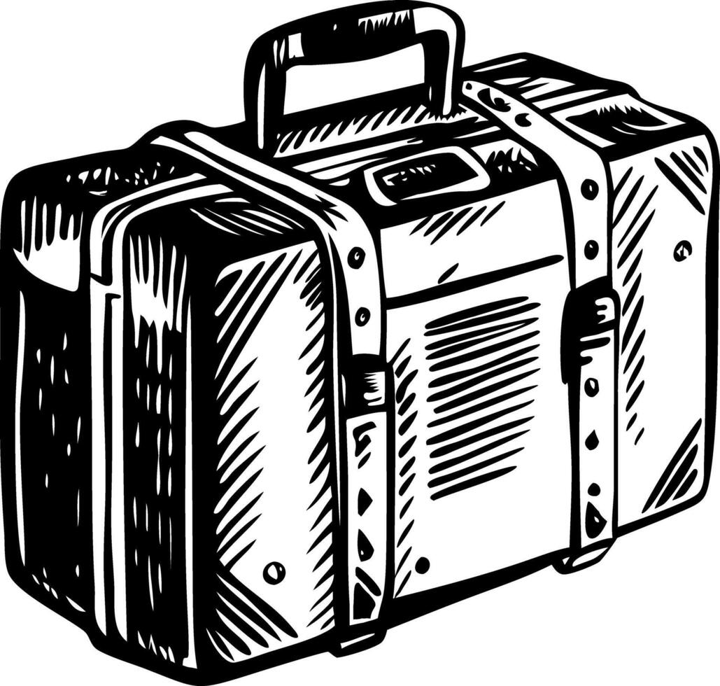 Retro luggage sketchy style illustration vector