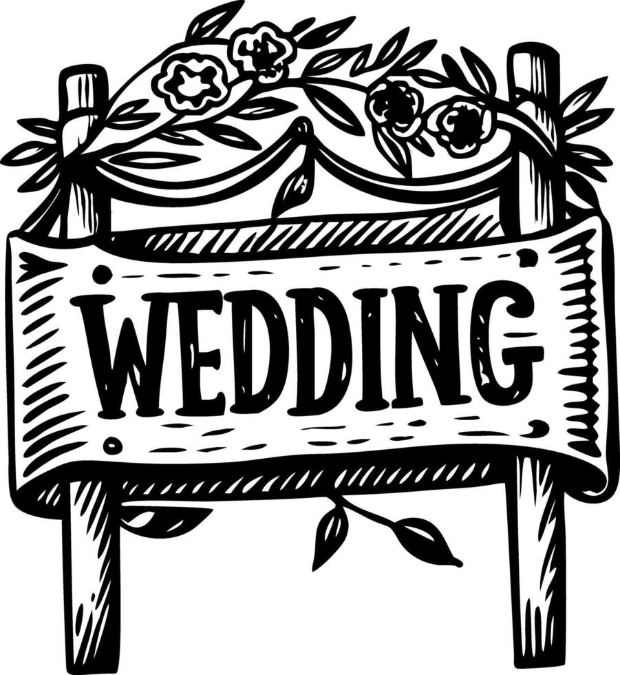 A sketchy illustration of a wooden wedding board vector