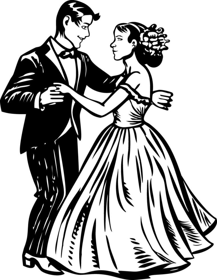 A sketchy illustration depicting couple dance vector