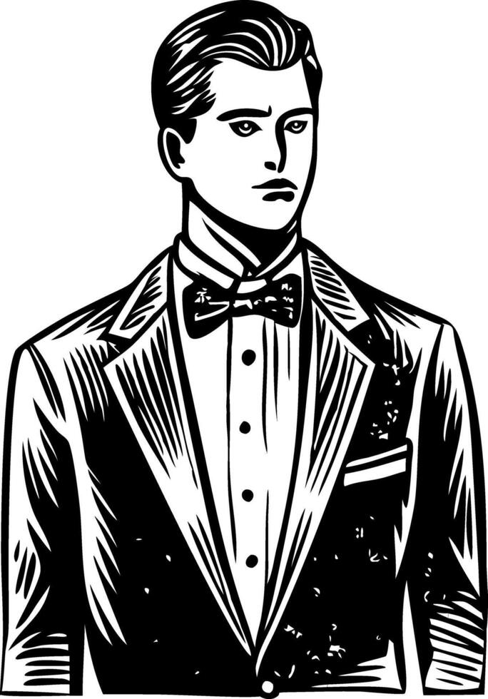 A vintage illustration of groom character vector