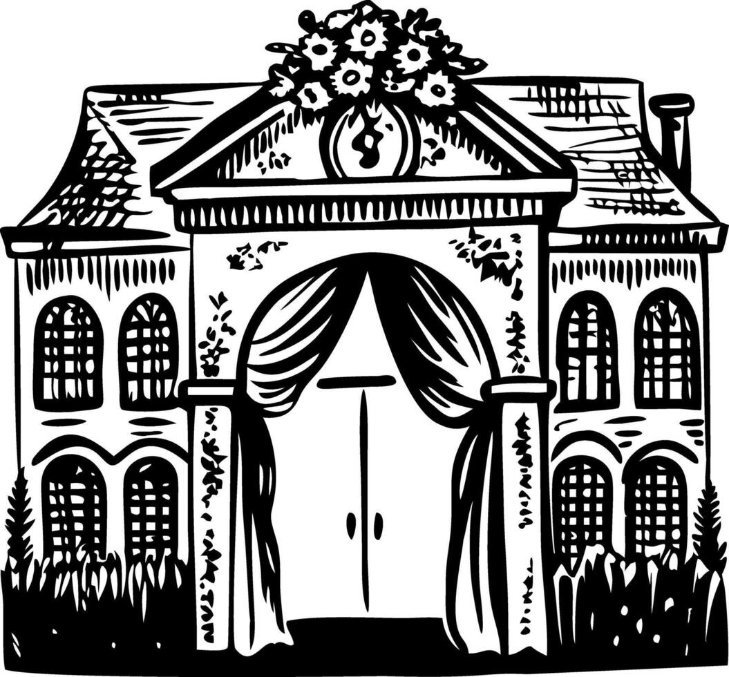 Vintage style illustration of a beautiful wedding venue vector