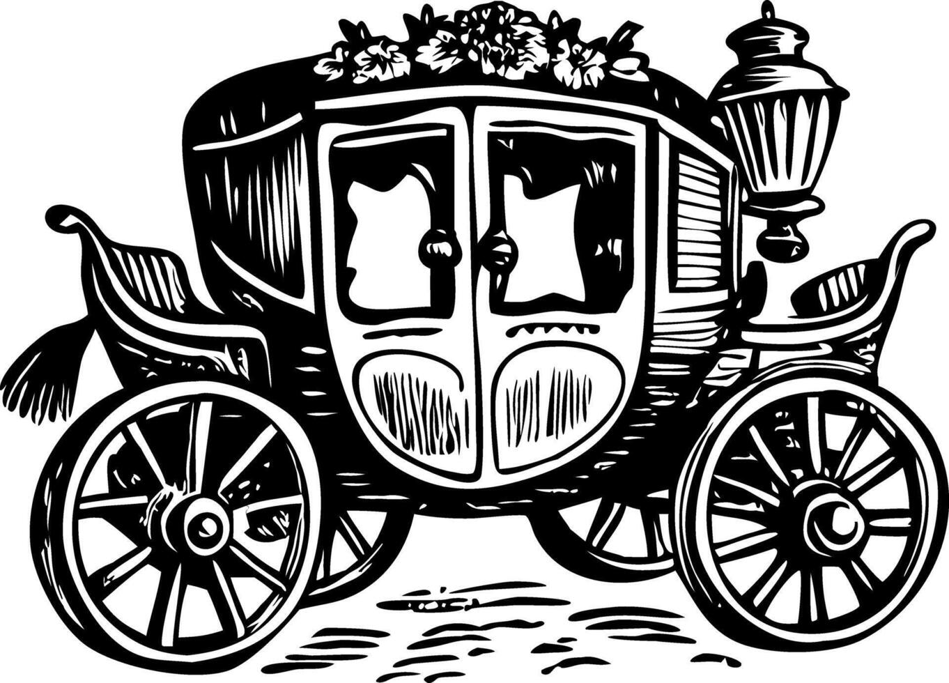 Vintage illustration of a wedding carriage vector