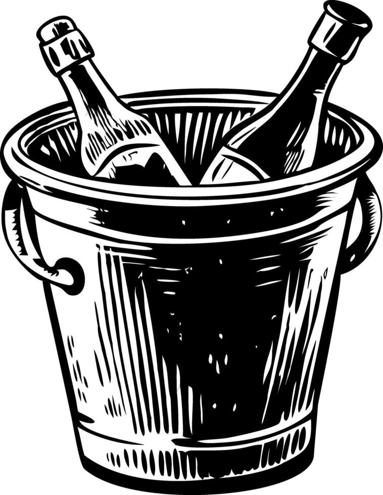 A sketchy illustration depicting champagne bucket vector