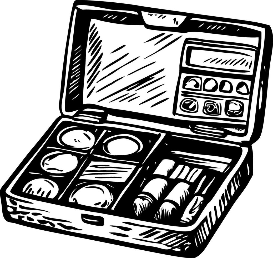 Makeup kit illustration in vintage style vector
