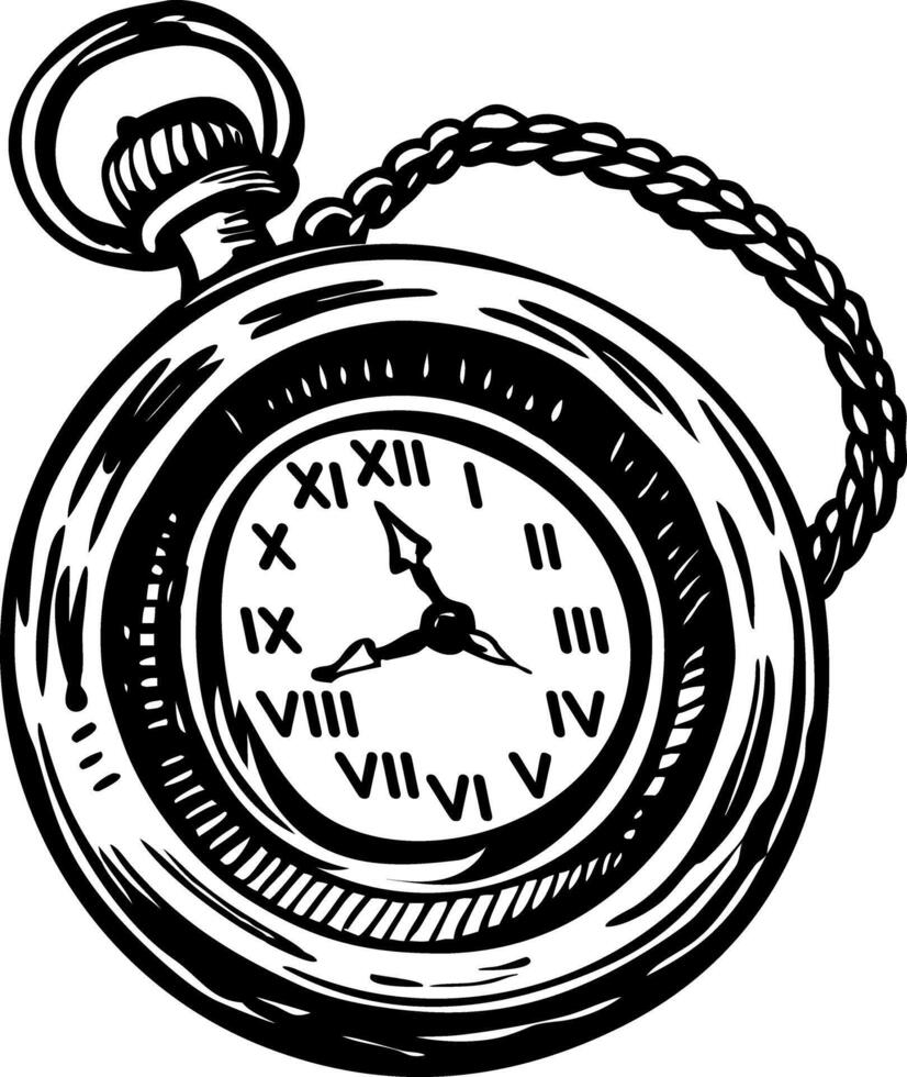 A vintage illustration of antique pocket watch vector