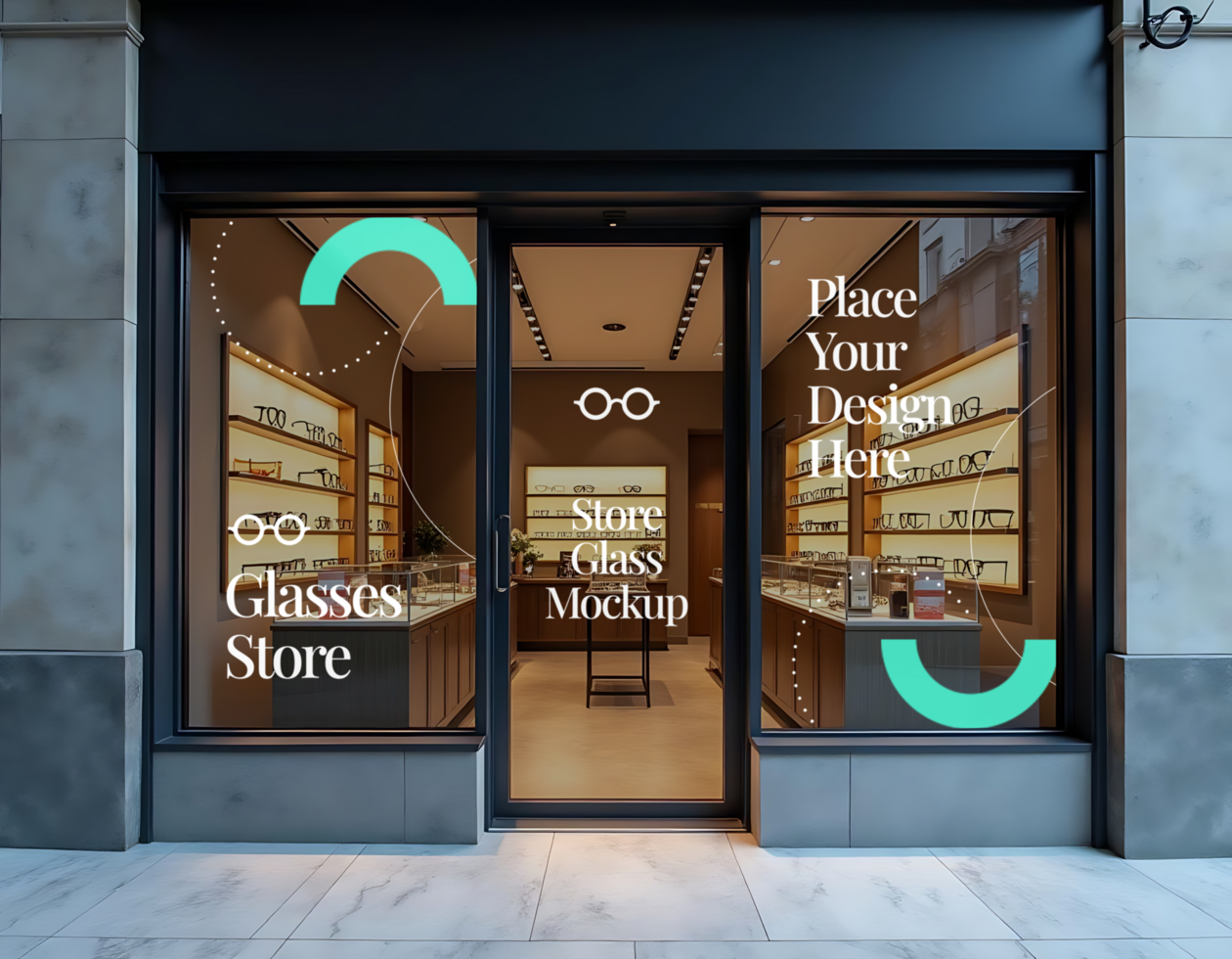 A modern glasses store with a clean design and ample selection psd