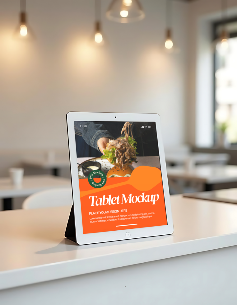 Tablet mockup on a table psd