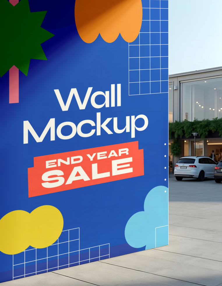 Wall mockup end of year sale psd