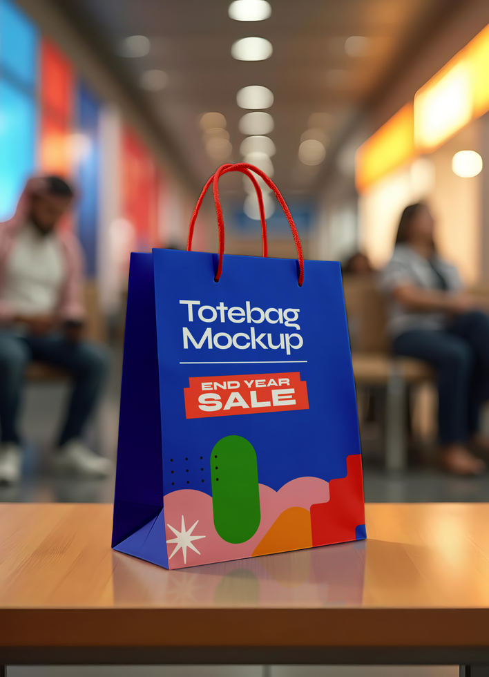 Totebag mockup on a table psd