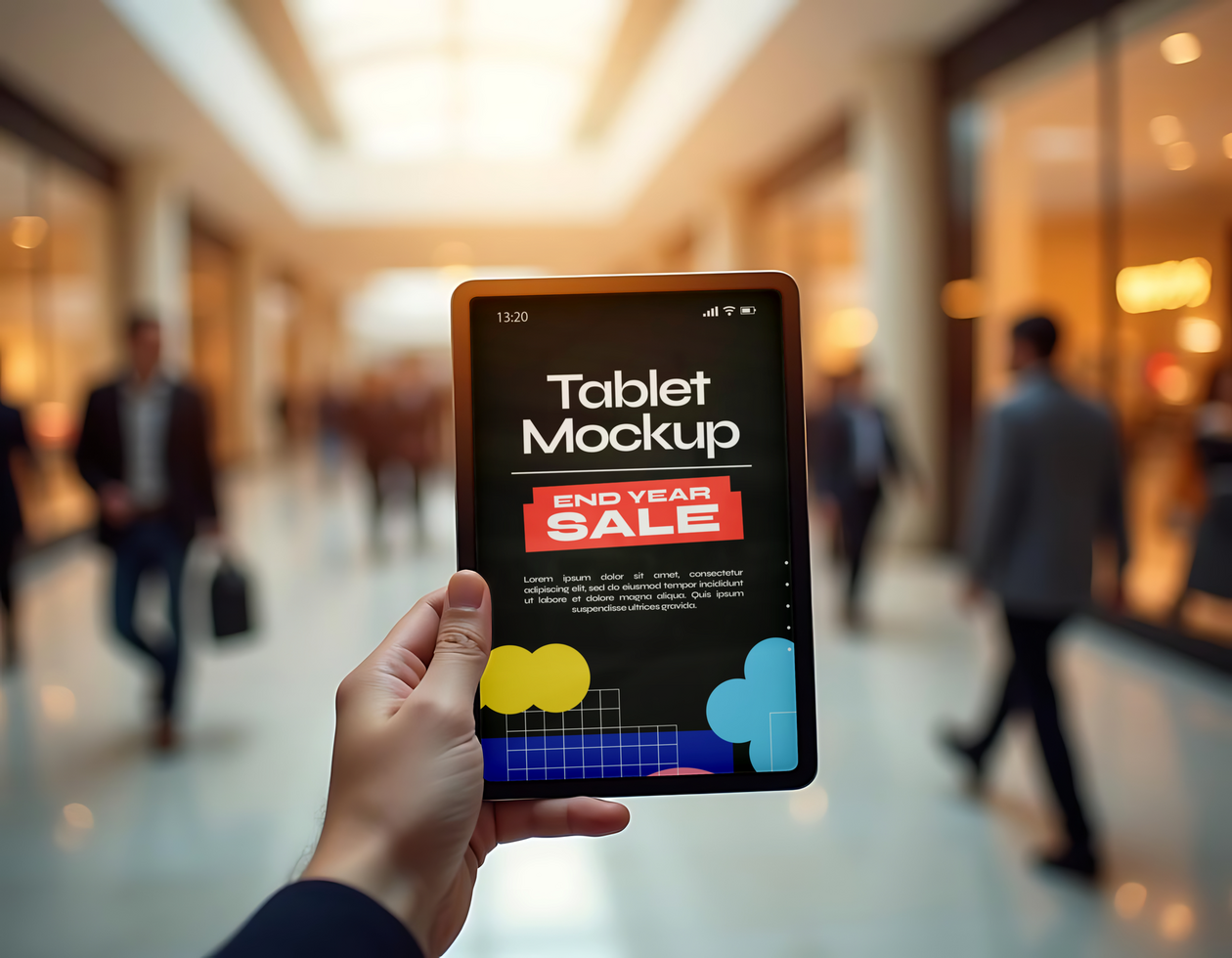 Tablet mockup with sale sign psd