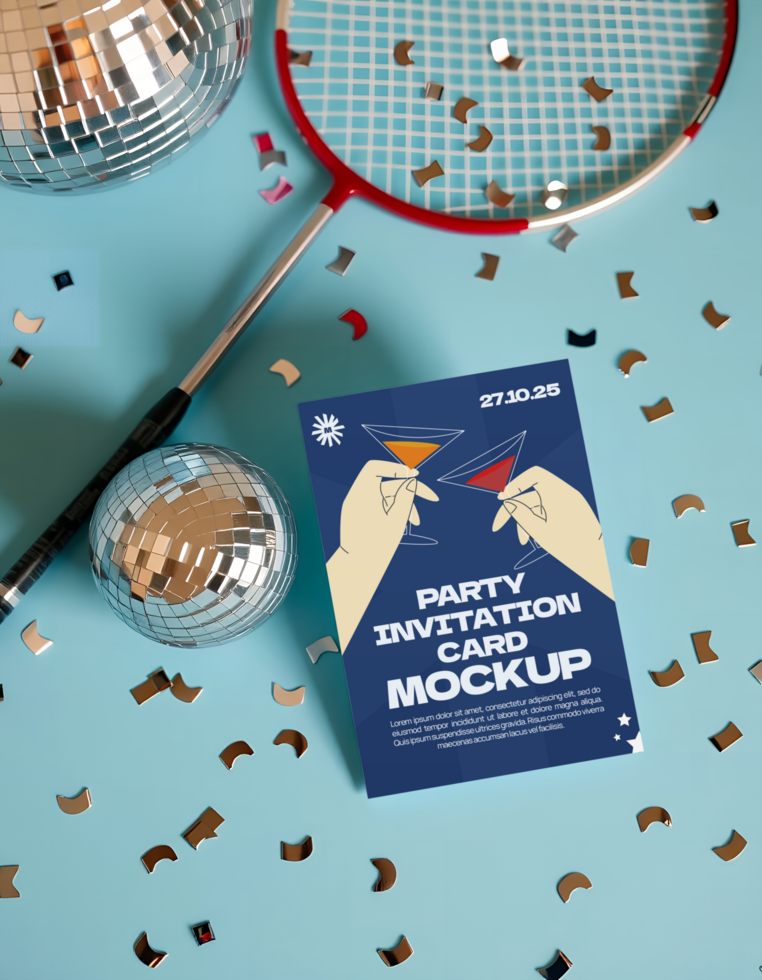 teenager Party invitation card mockup psd