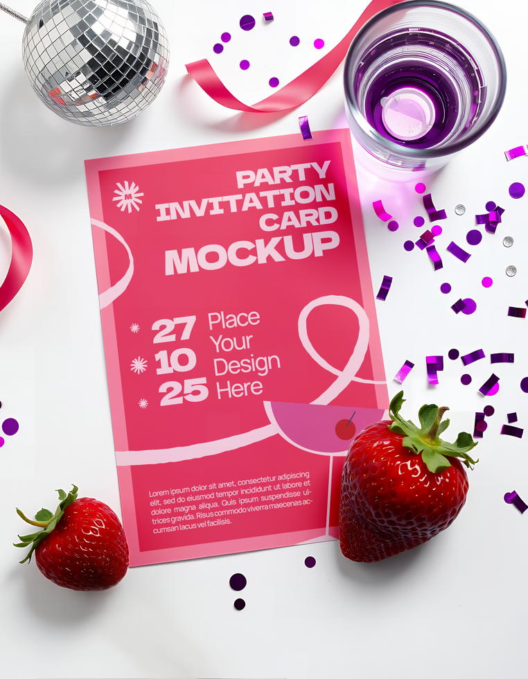 Party invitation game mockup psd