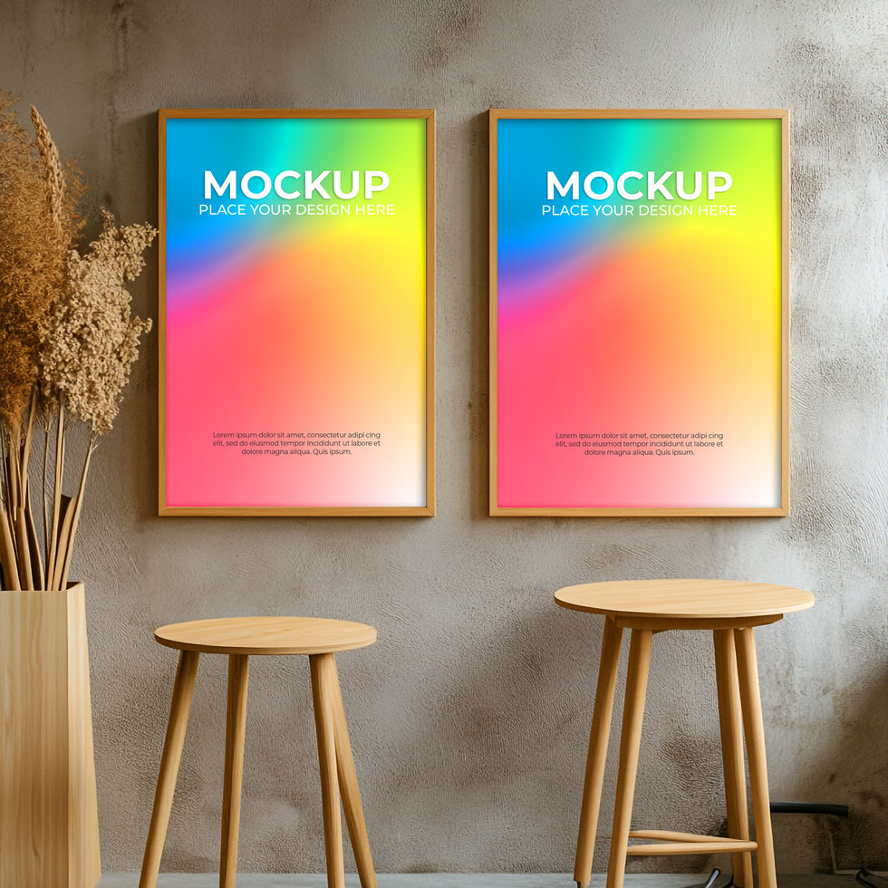 Minimalist empty frame mockup for creative artwork display psd