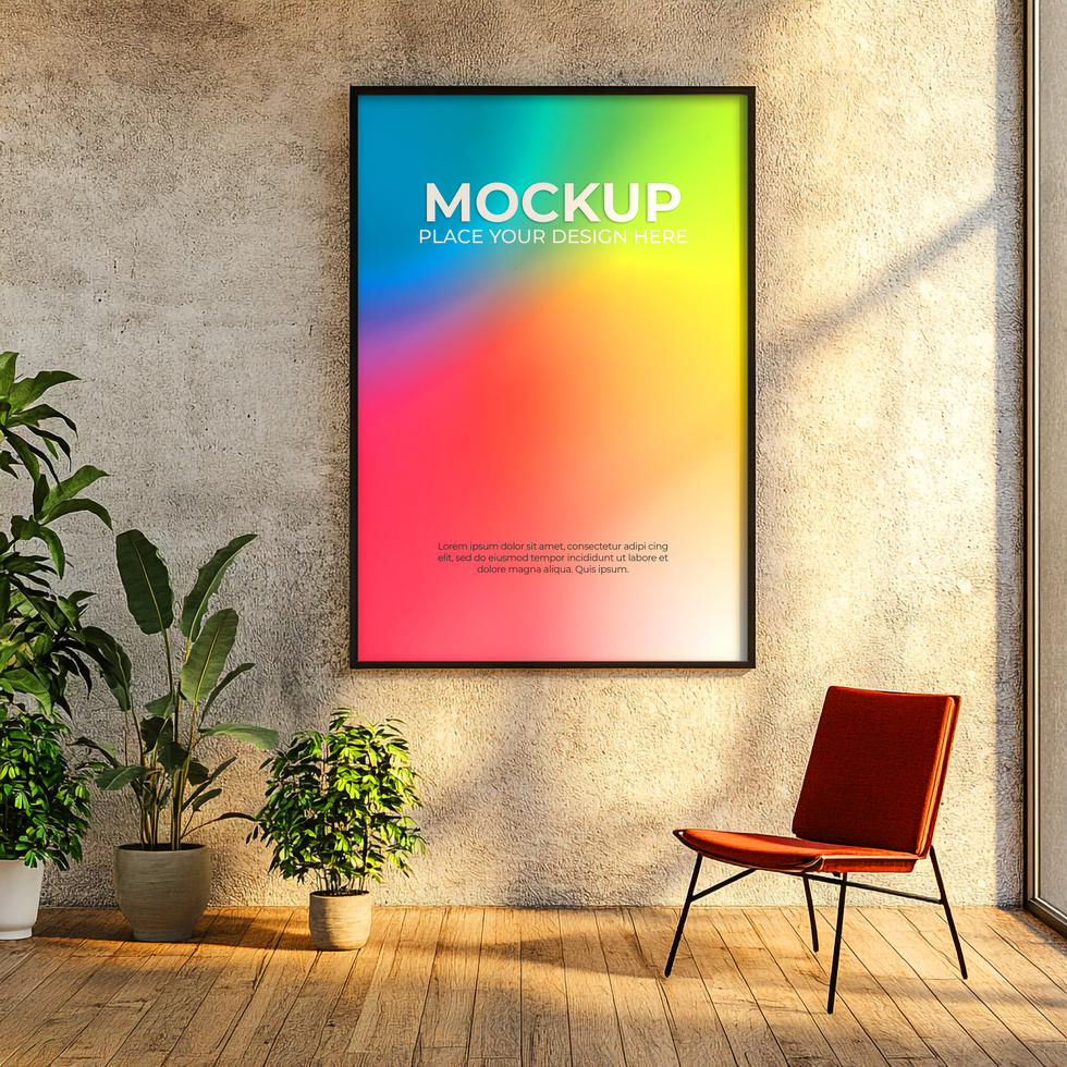 Wall-hanging blank picture frame mockup for interior design psd