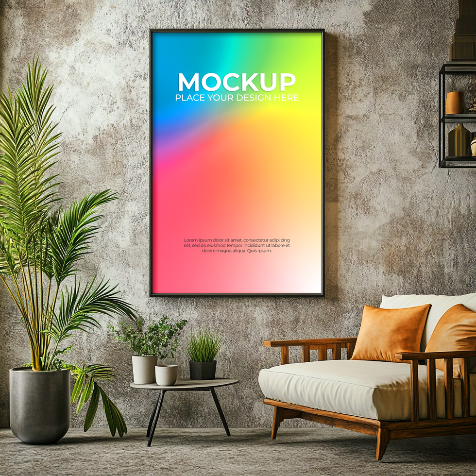 Modern empty frame mockup for aesthetic visual presentations psd