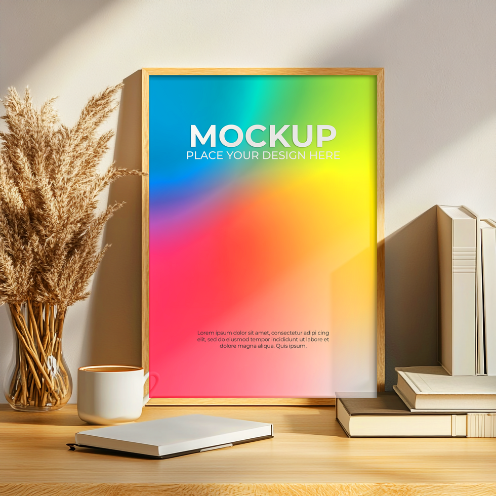Empty metal frame mockup for industrial-style interior designs psd