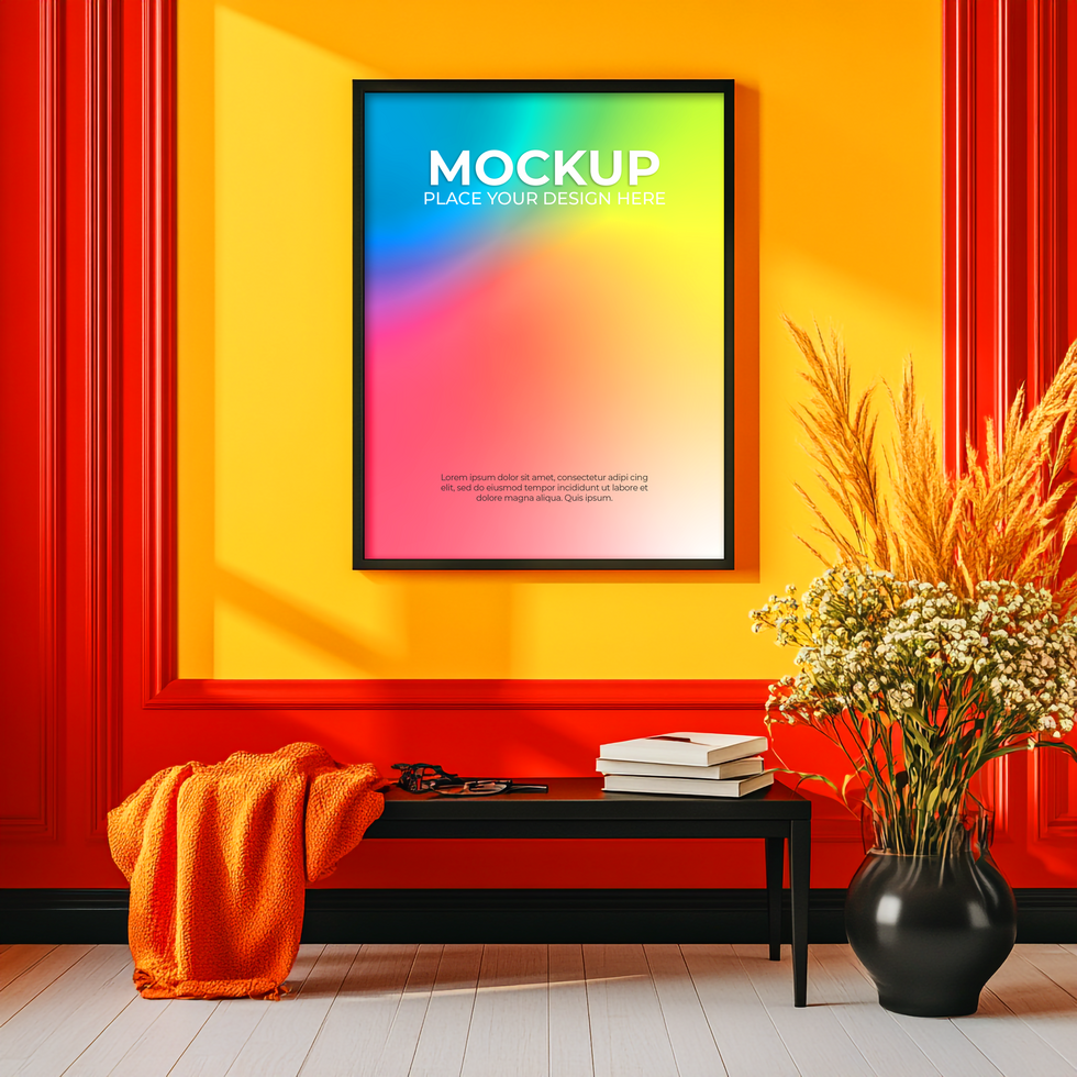 Realistic picture frame mockup for photography exhibitions psd
