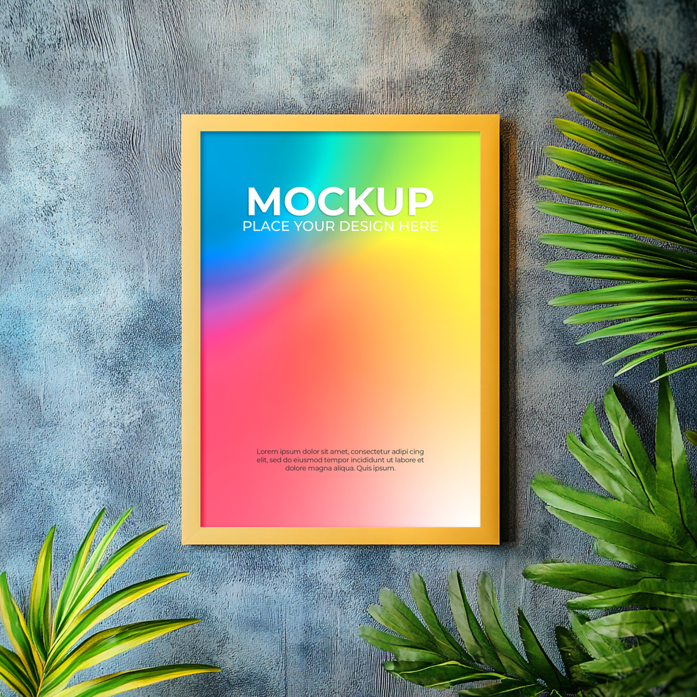 Stylish blank picture frame for poster and print display psd