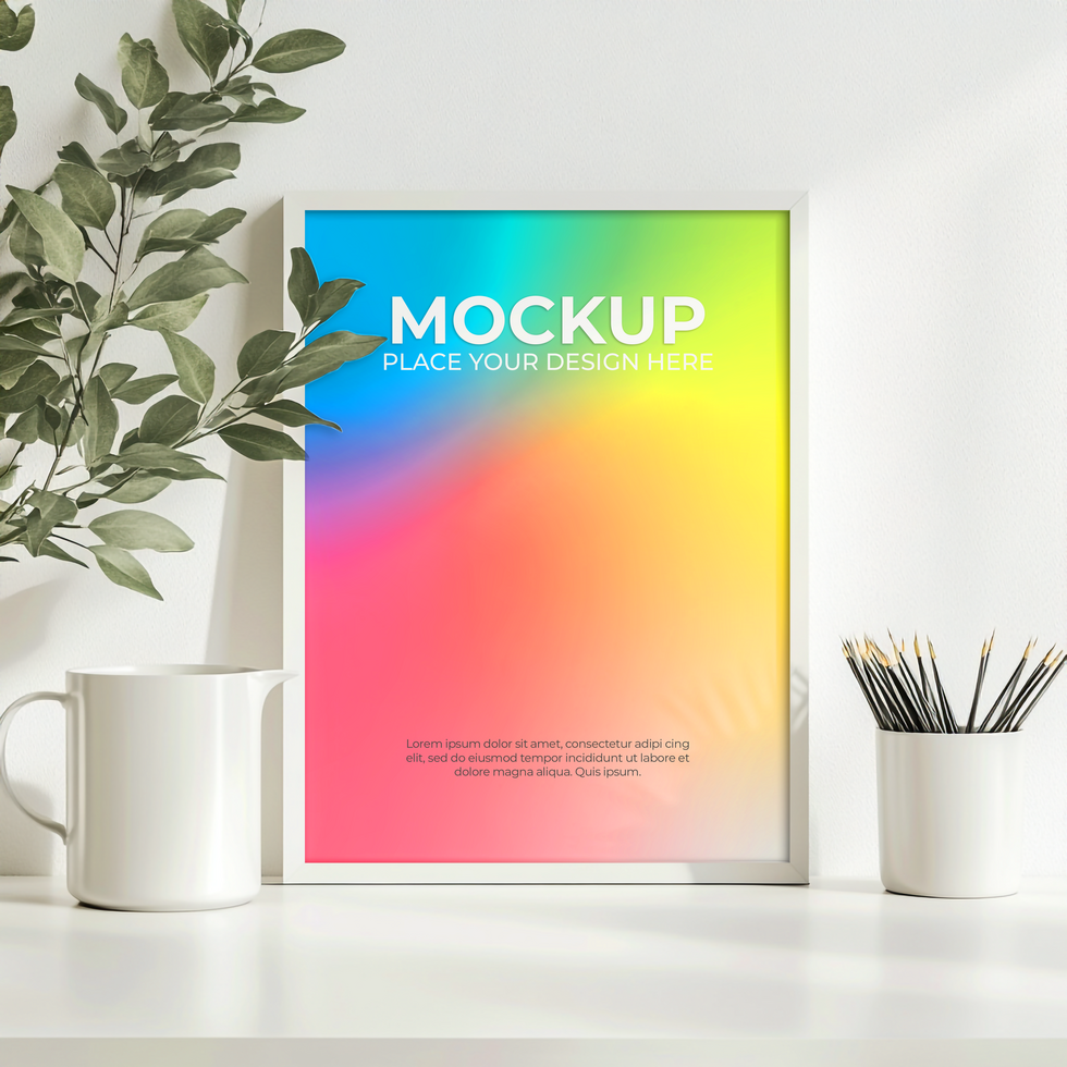 Elegant empty frame for modern home and office decoration psd