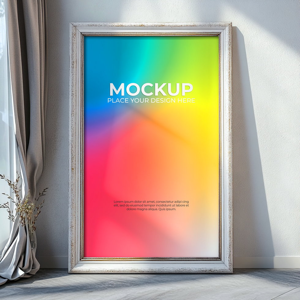 Contemporary wall picture frame mockup for elegant interiors psd