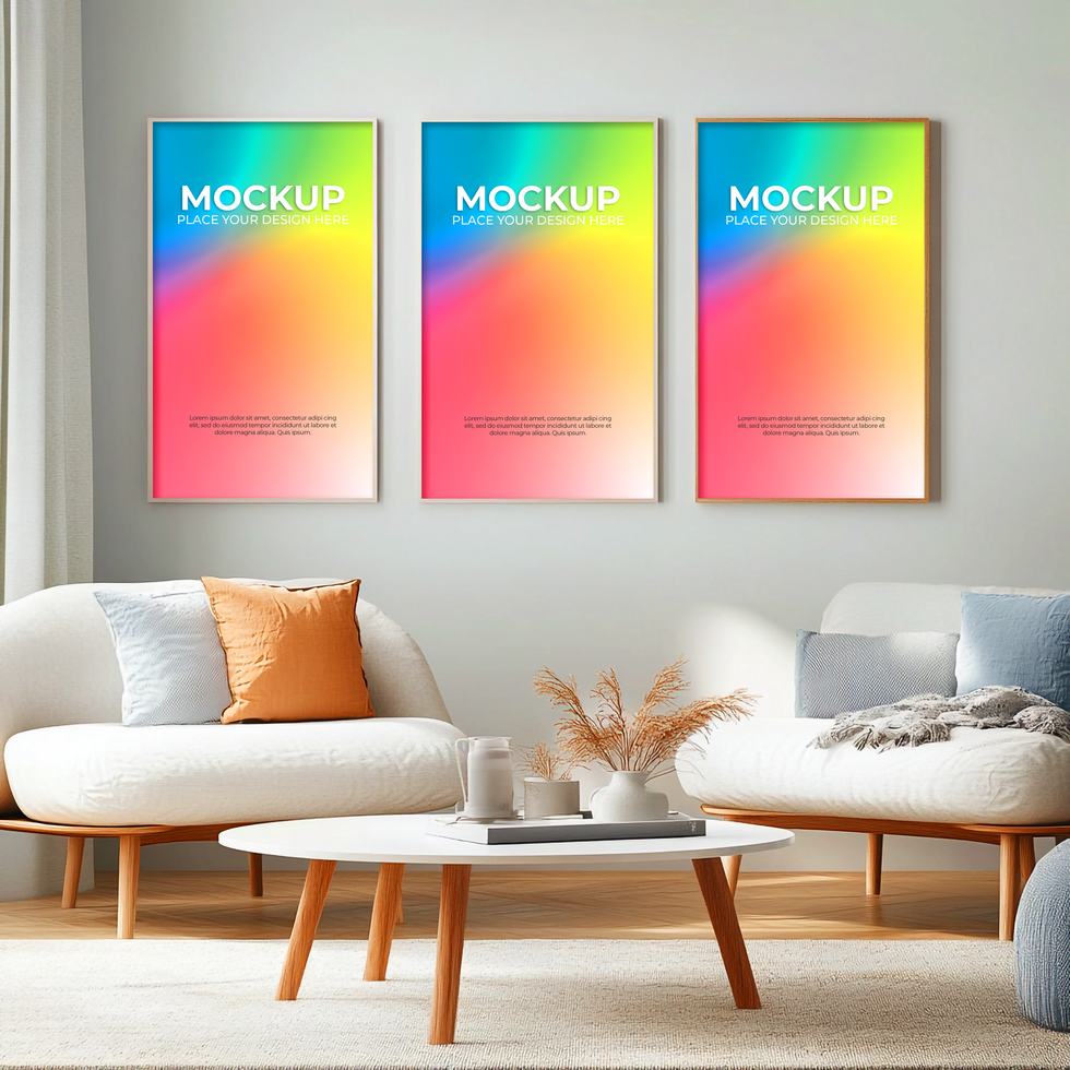 Realistic picture frame design for interior visualization psd