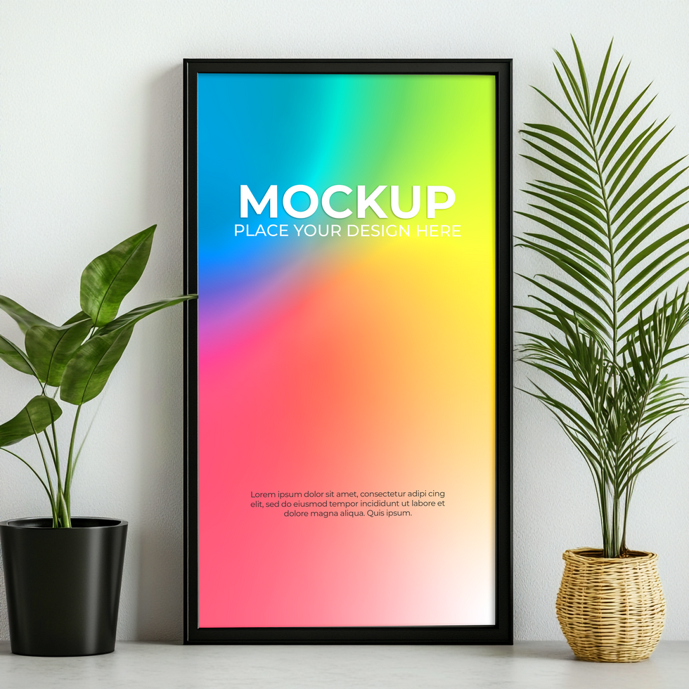 Blank wooden frame mockup for interior design projects psd