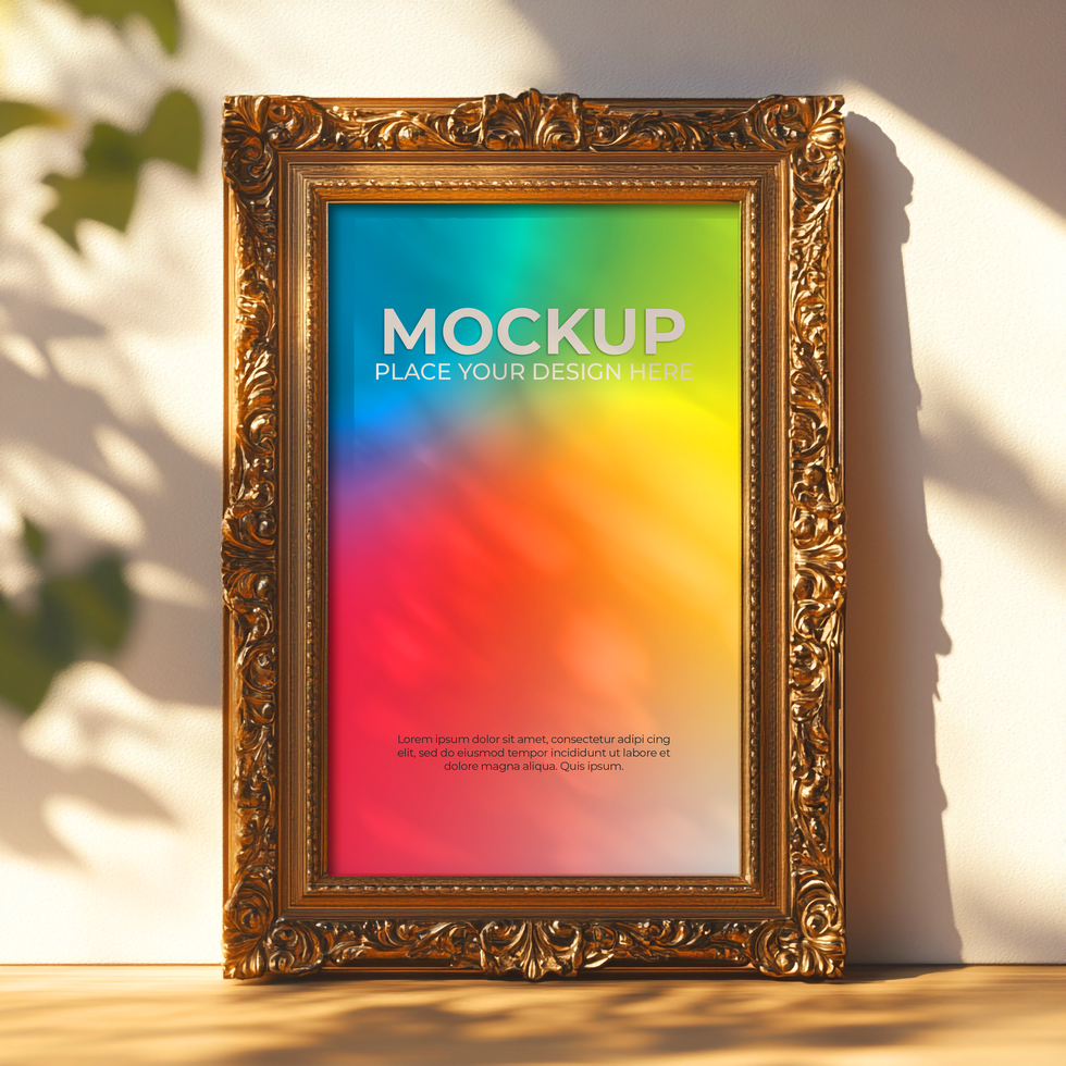 Large decorative frame mockup for museum-style presentations psd