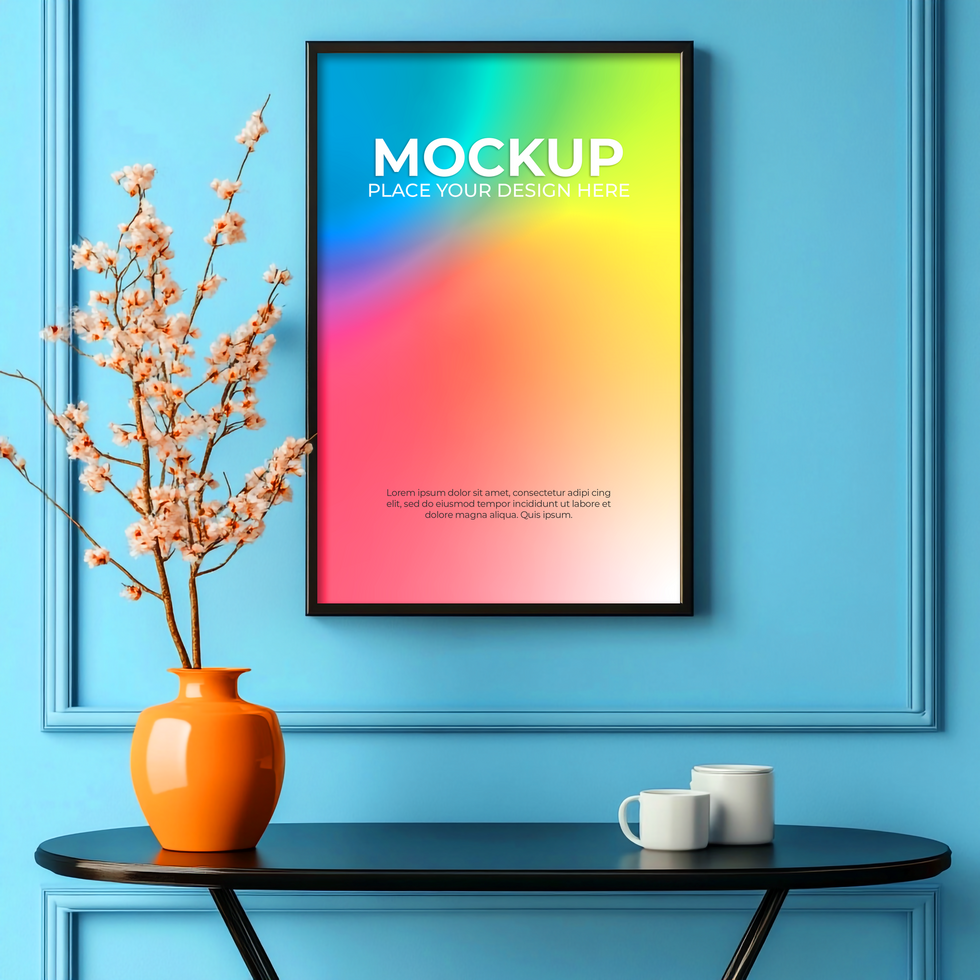 Simple blank picture frame for modern wall decor psd