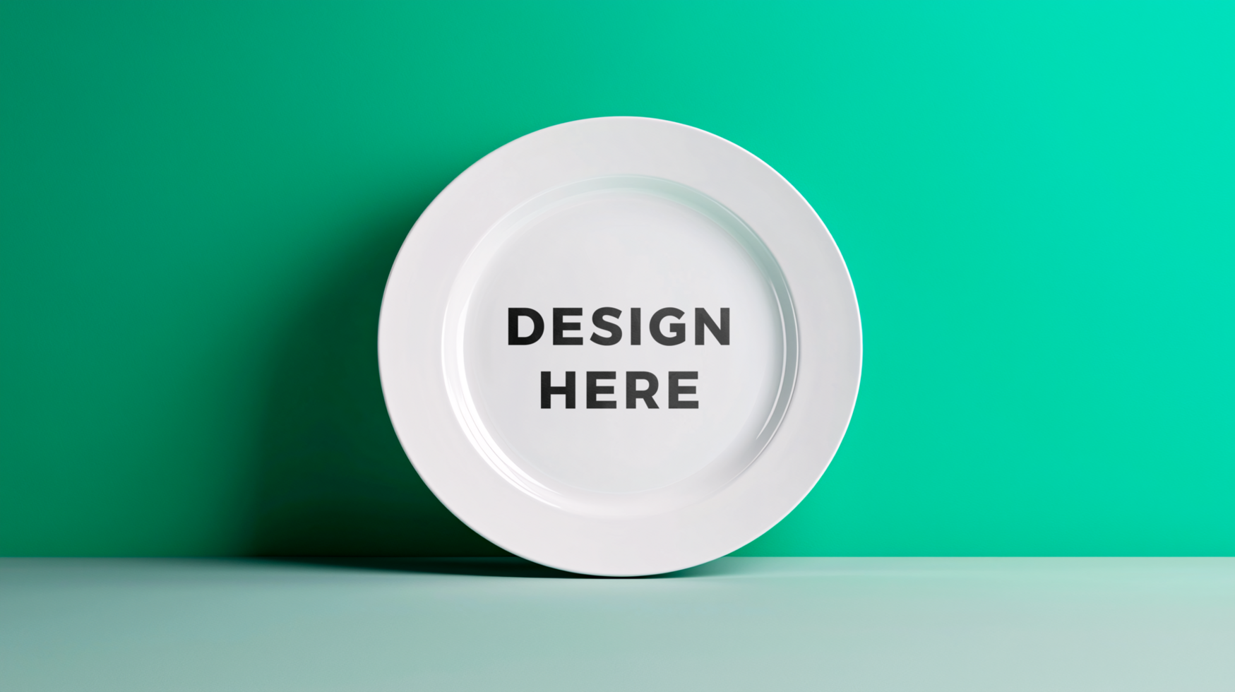Dinner plate mockup against green wall for design placement psd