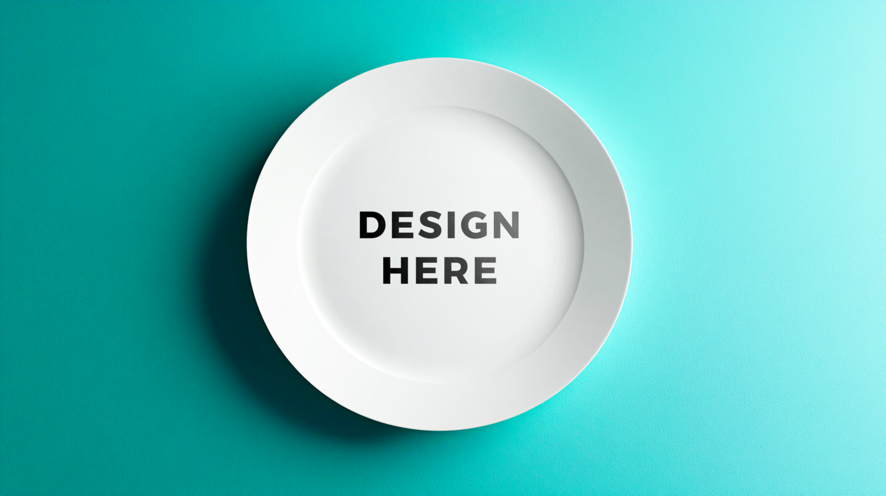 Dinner plate mockup against blue wall for design placement psd