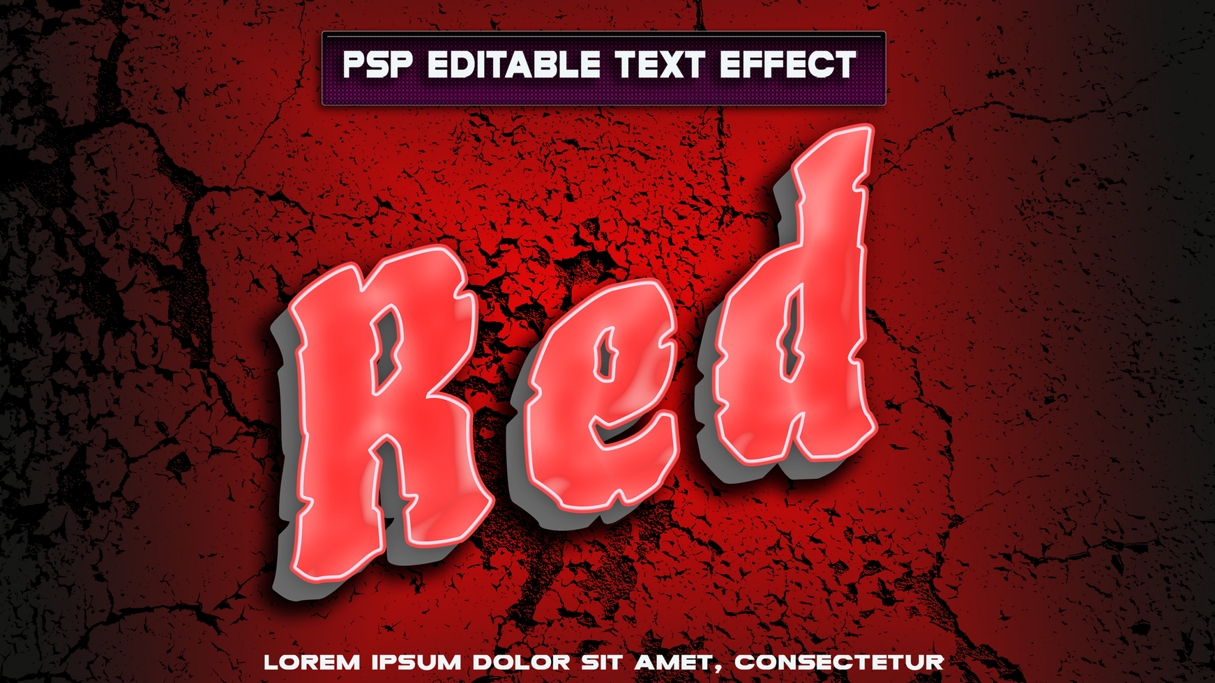 Red letters with stone style psd