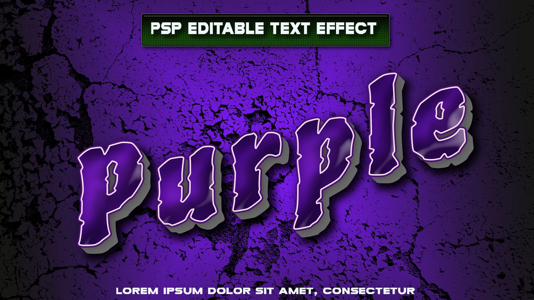 Purple letters with stone style psd