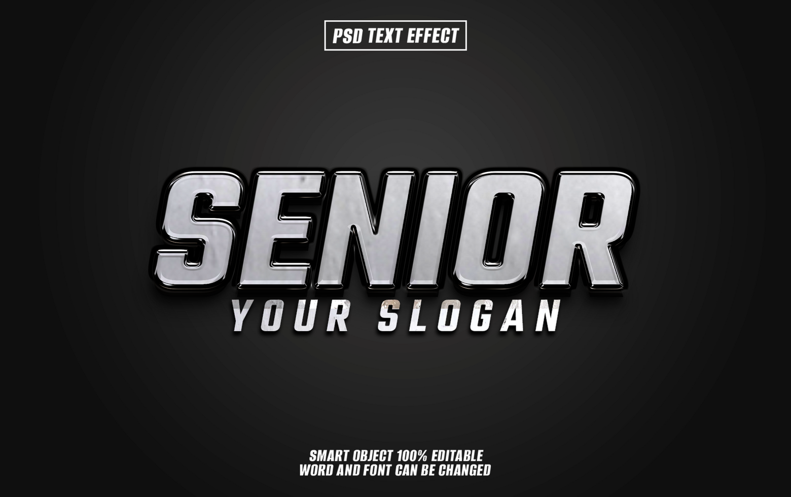 Metallic silver 3D text effect Senior psd