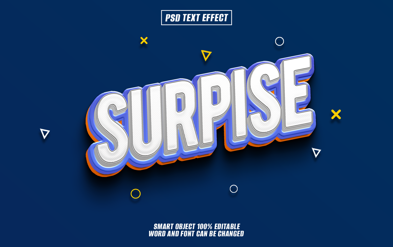 3D text effect Surprise with white, blue color psd