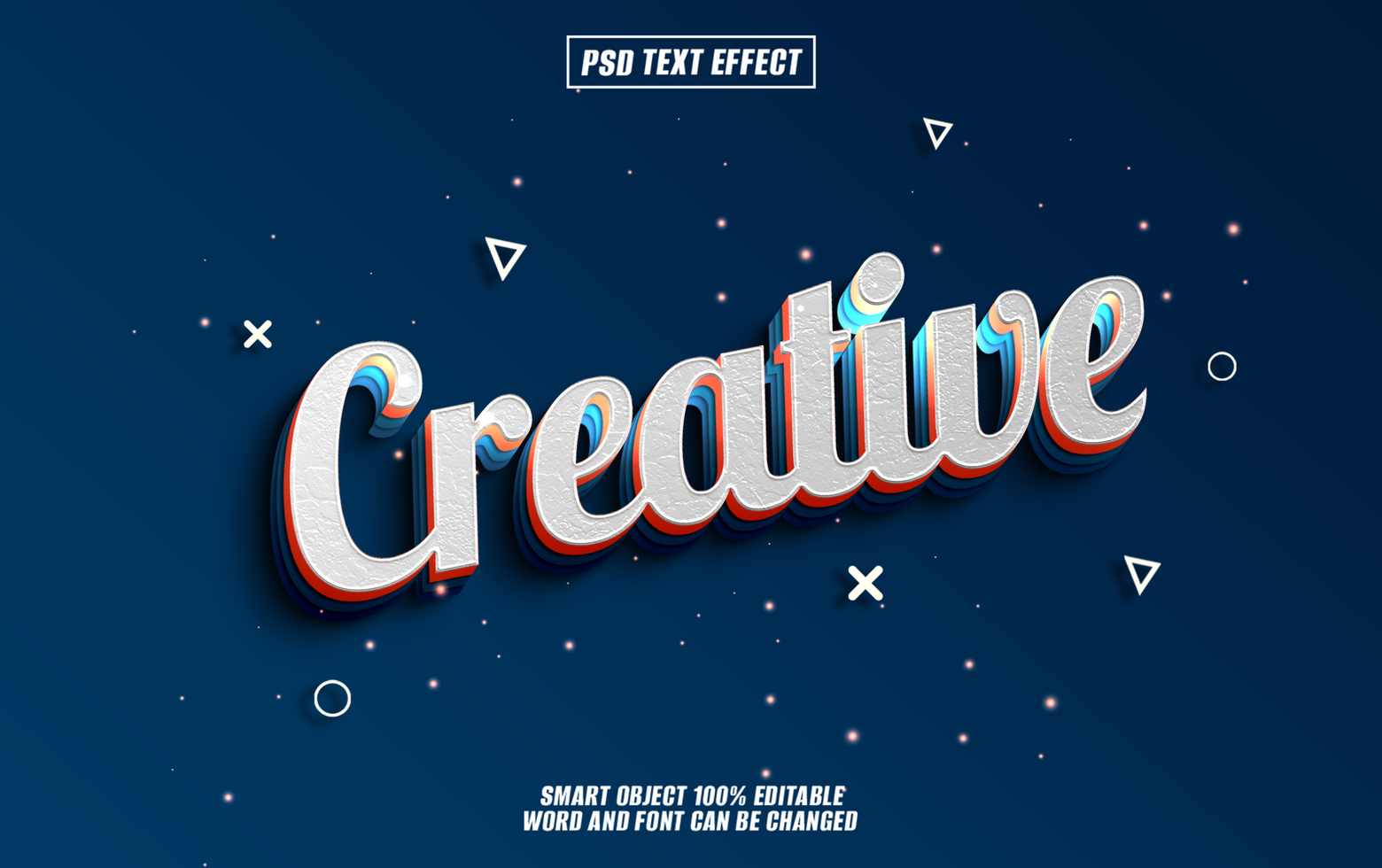 3D text effect design Creative with colorful psd