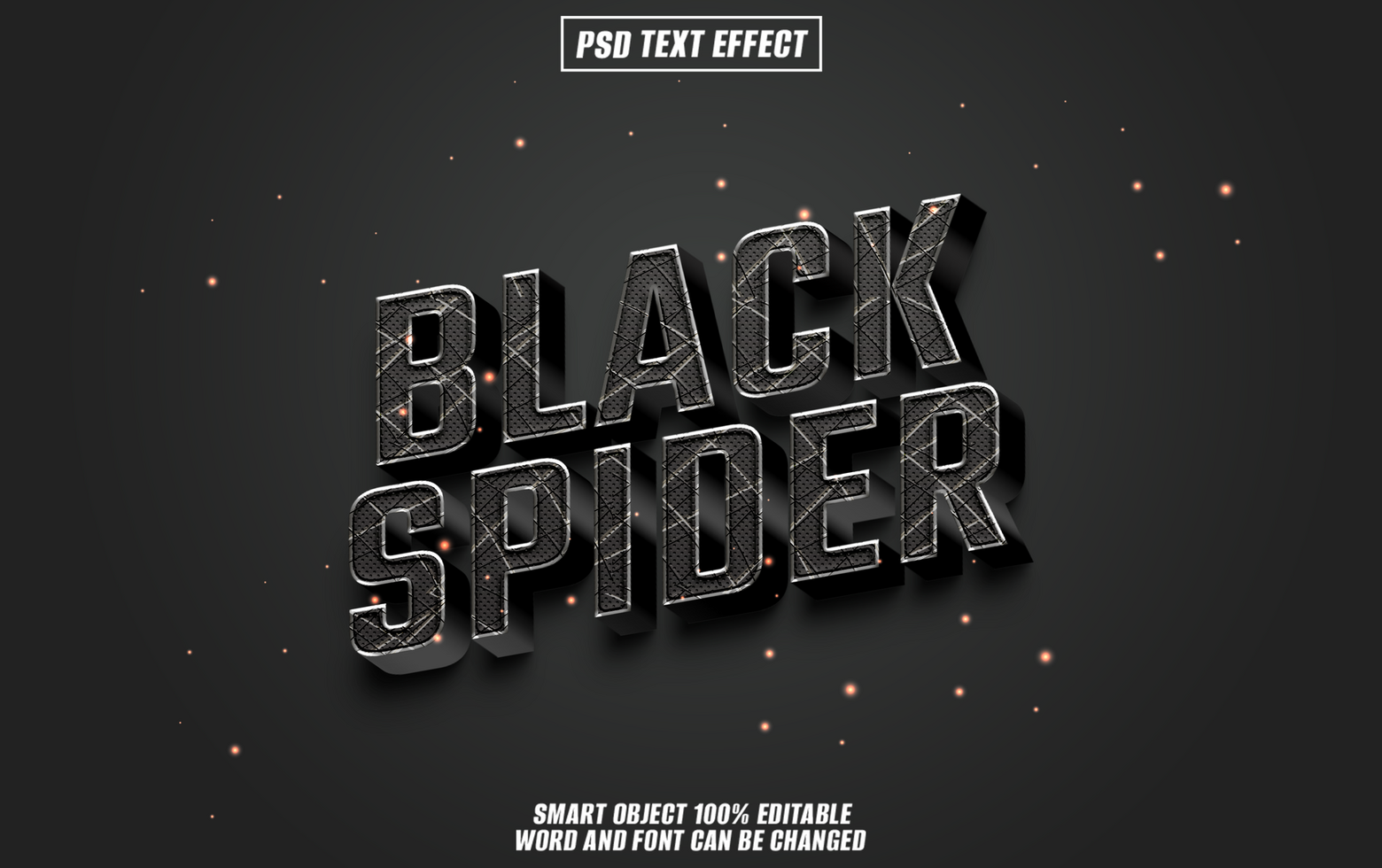 3D text effect Black Spider with dark,color psd