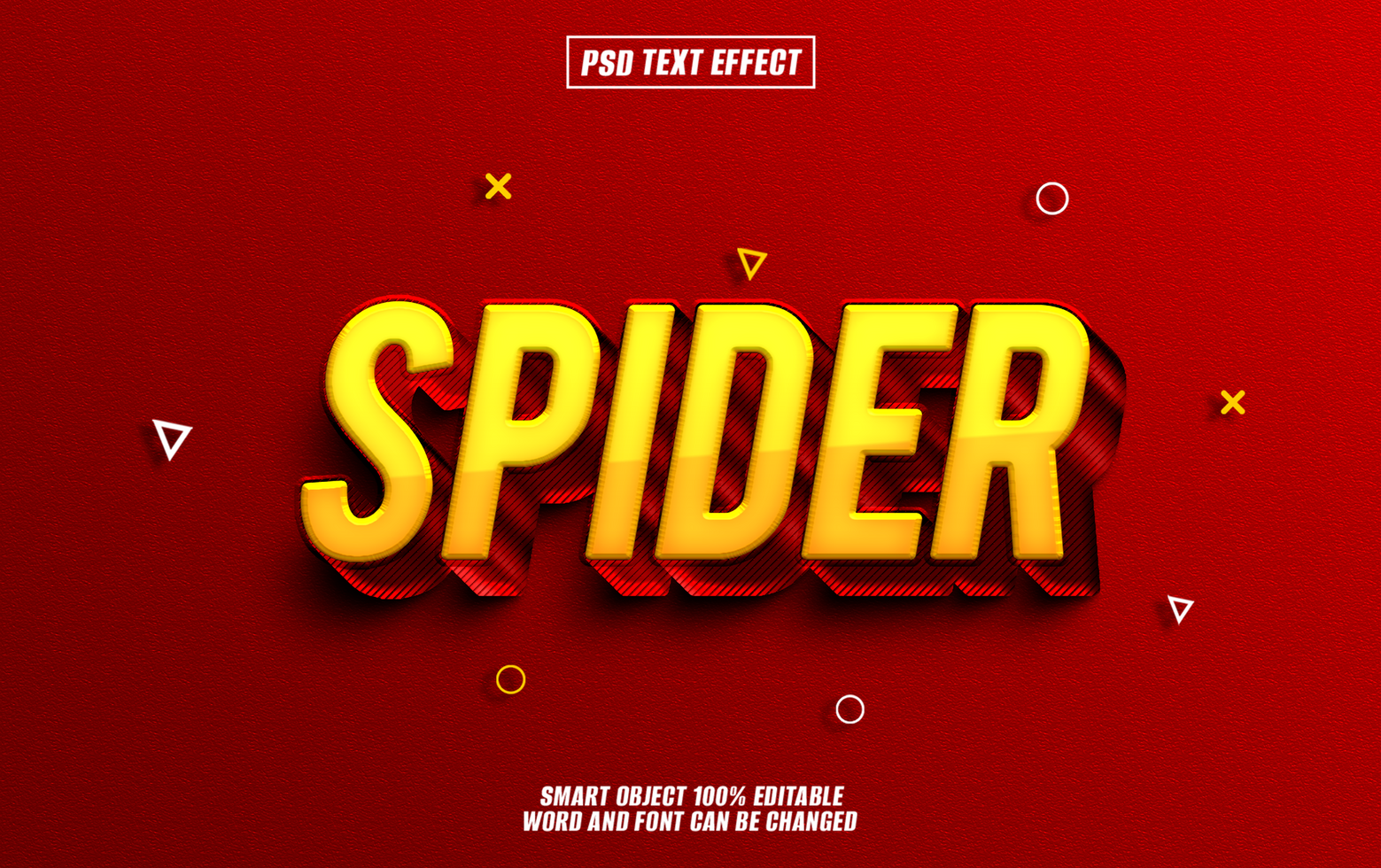 3D red and yellow spider text effect. psd