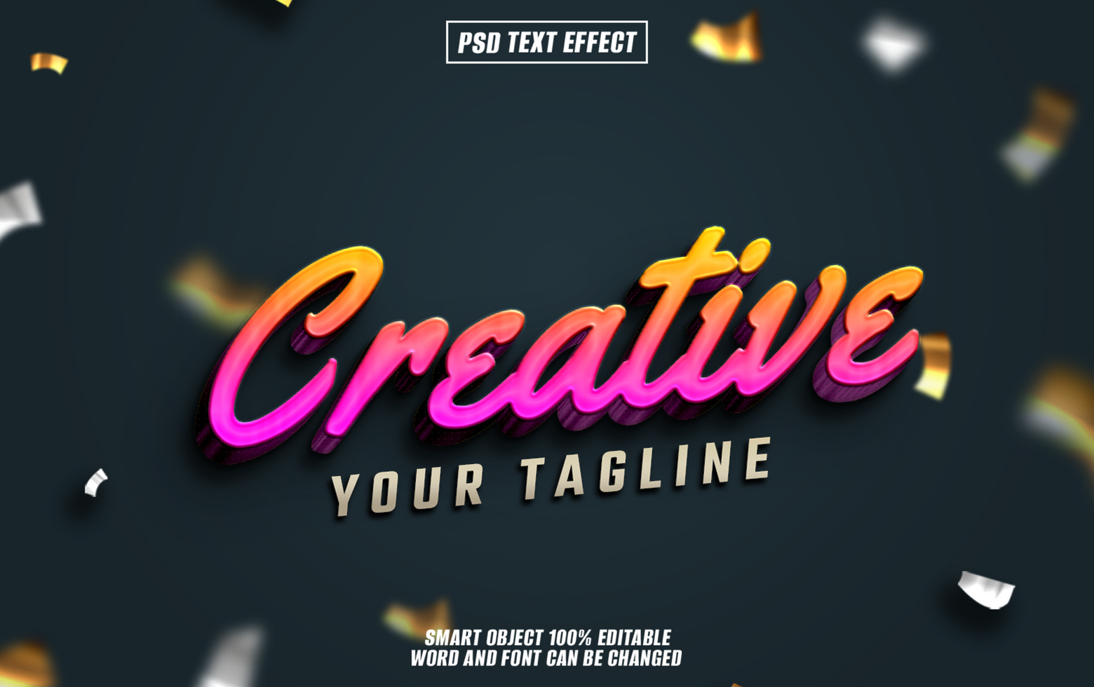 3D text effect design Creative with, colorful gradient, psd