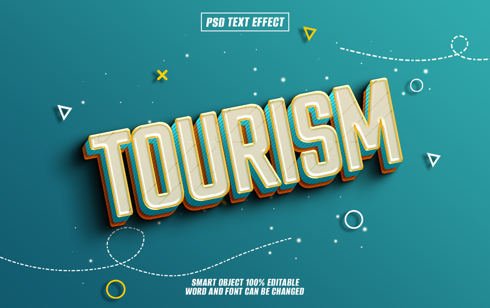 3D text effect Tourism on teal background. psd