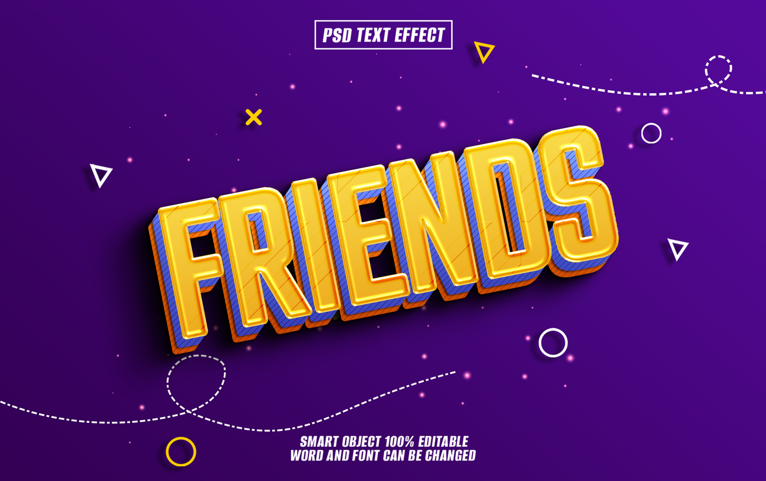 3D text effect FRIENDS on purple background. psd