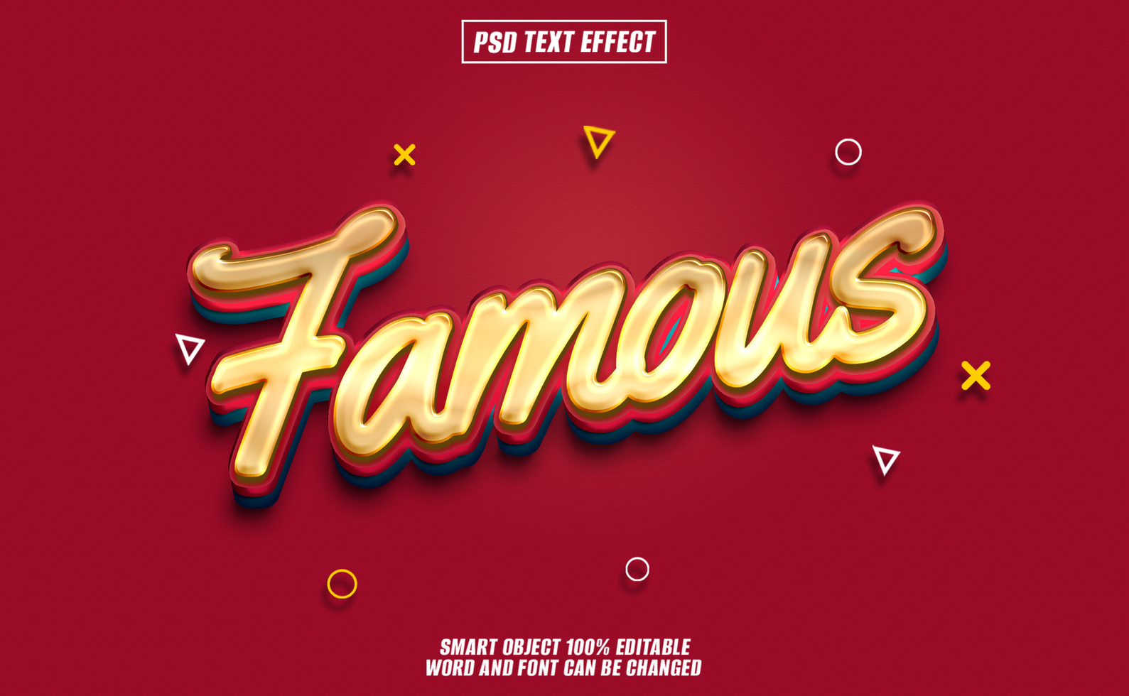 Famous text effect on red background. psd