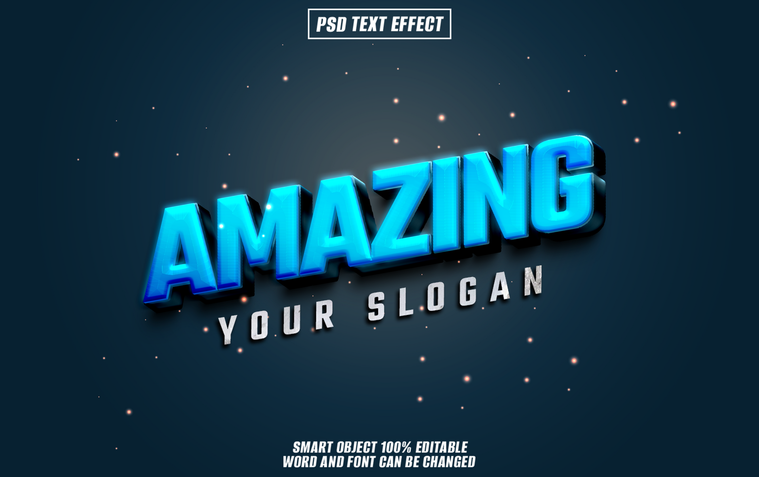 3D blue text effect Amazing on dark background. psd