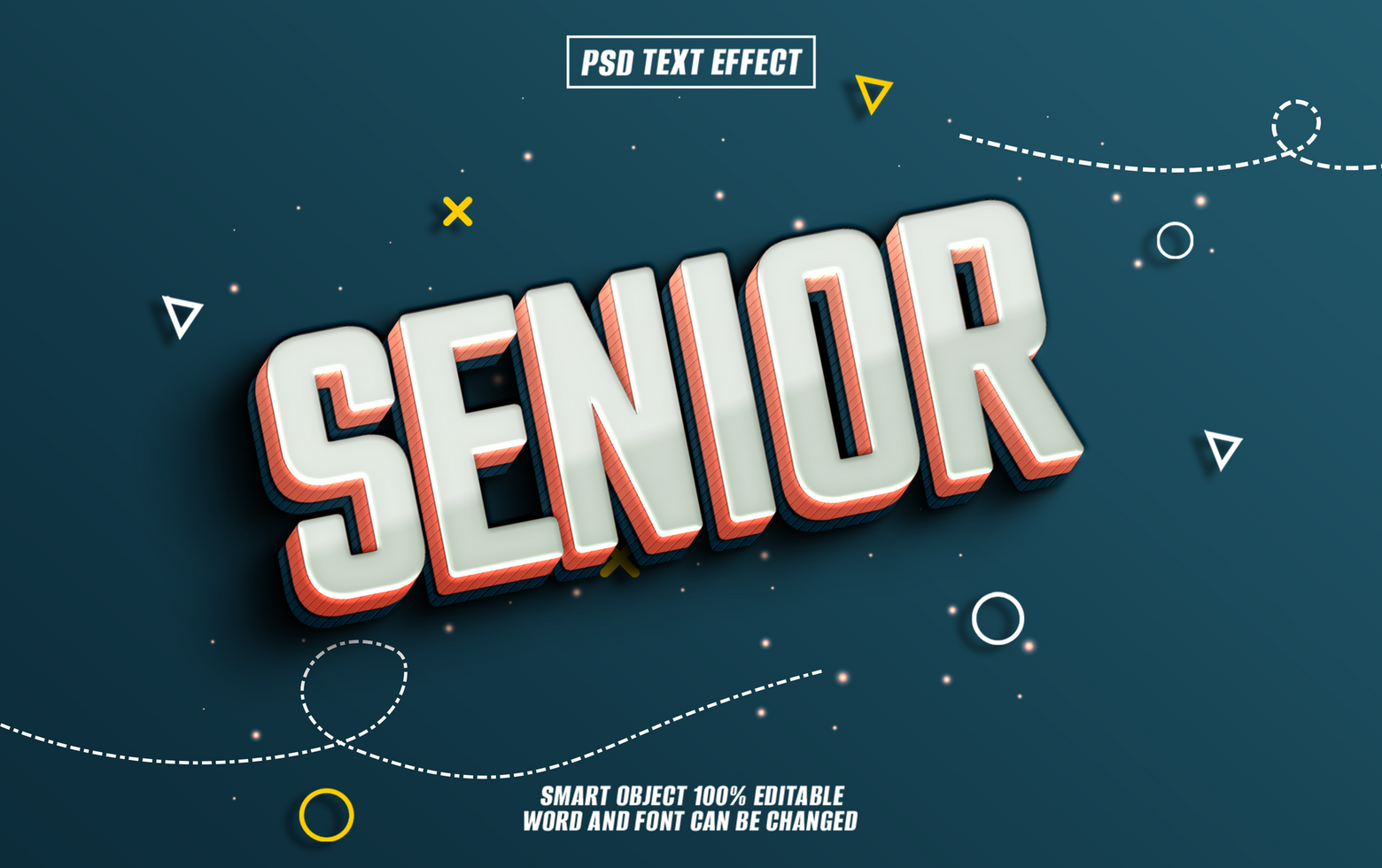 3D text effect Senior with editable text psd