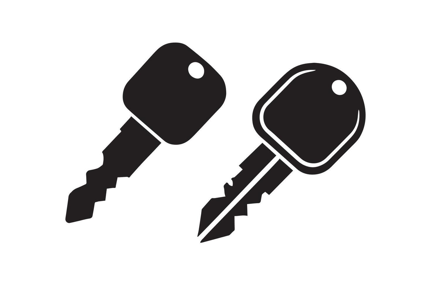 Two keys are shown in black and white vector