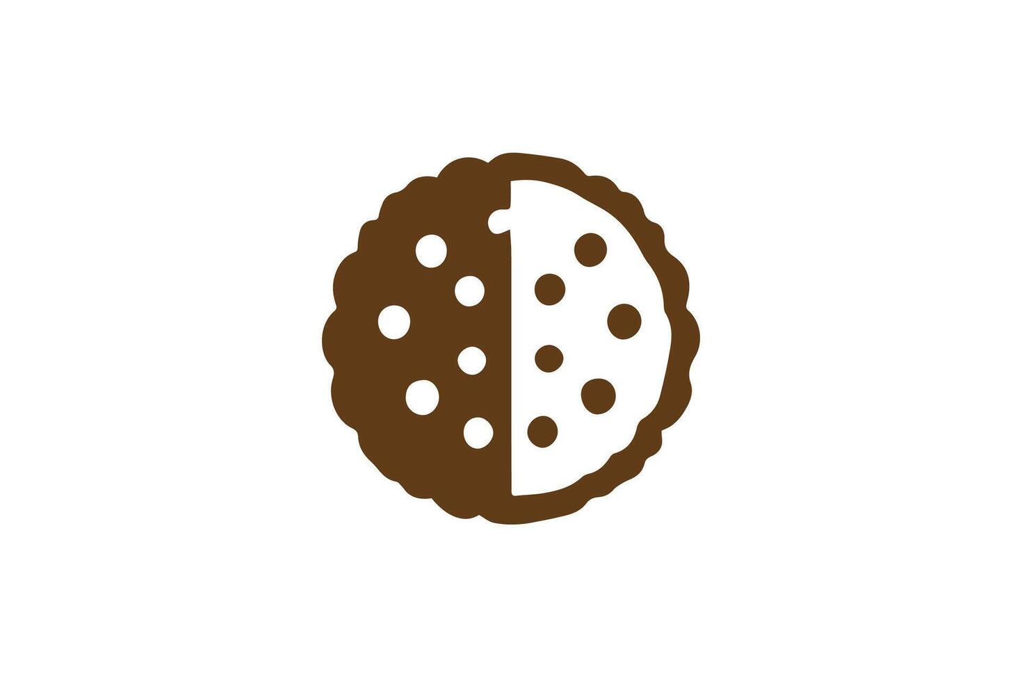 A brown and white logo for a cookie vector